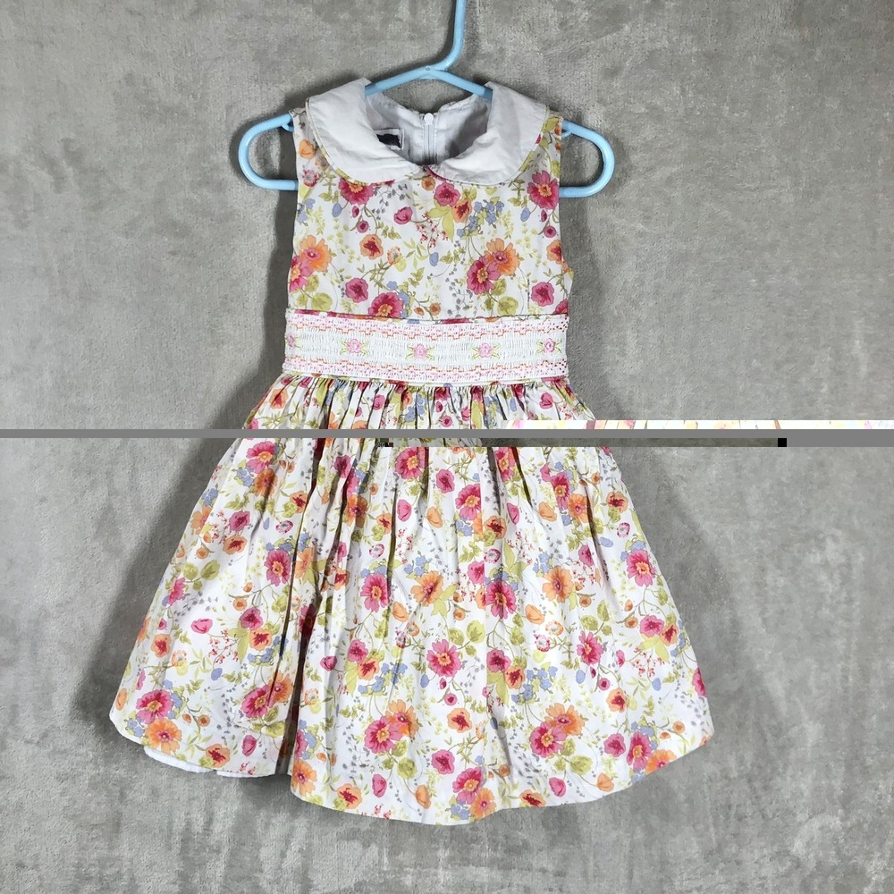 Bonnie Jean Spring Floral Embroidered Dress Girls Size 4 Easter Garden Party